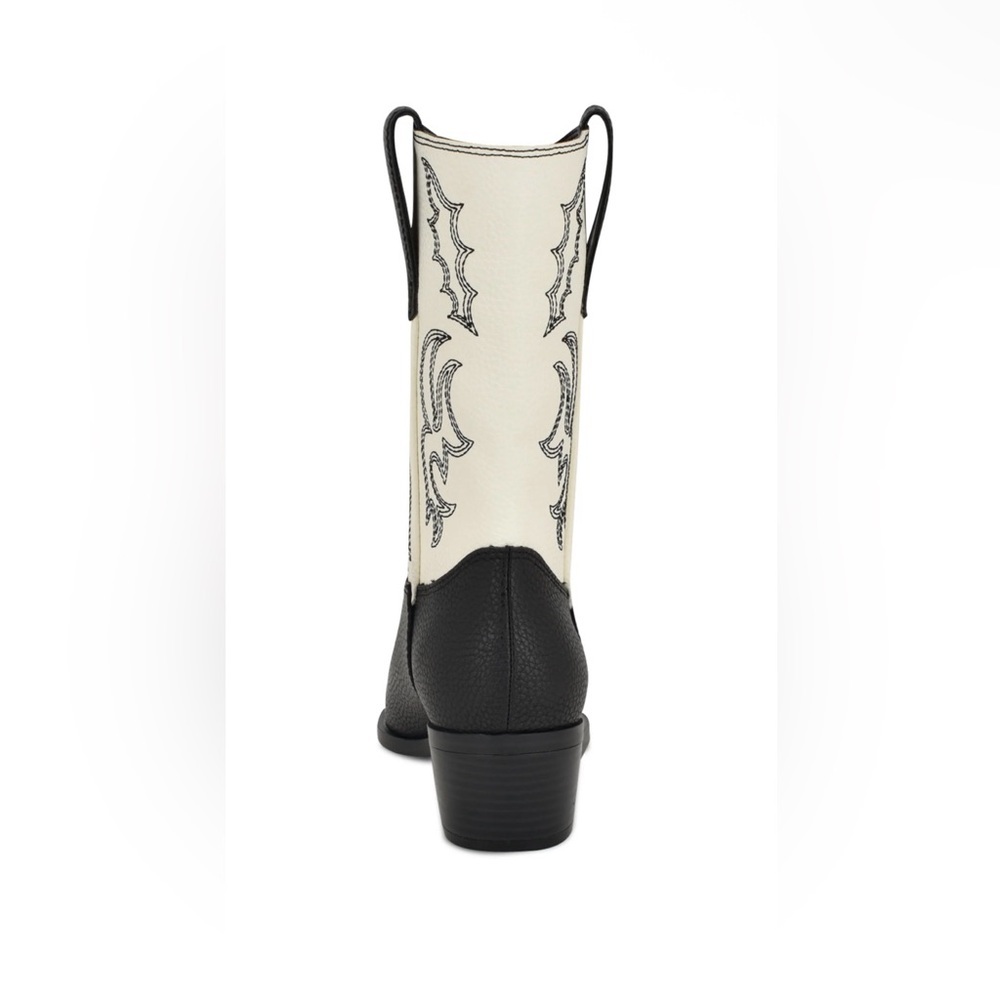 Nine West Yodown Black and Cream Western Embroidered Mid-Calf Booties- Size 8 - Picture 2 of 9